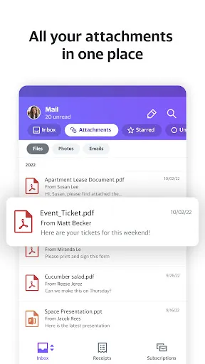 Yahoo Mail – Organized Email Screenshots