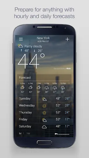 Tangkapan skrin Yahoo Weather