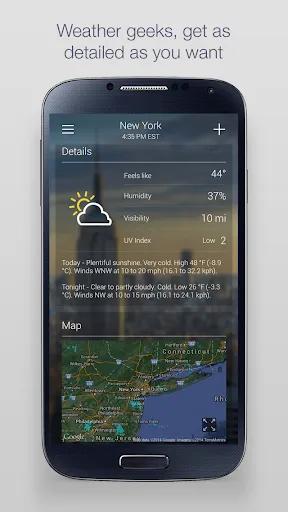 Tangkapan skrin Yahoo Weather