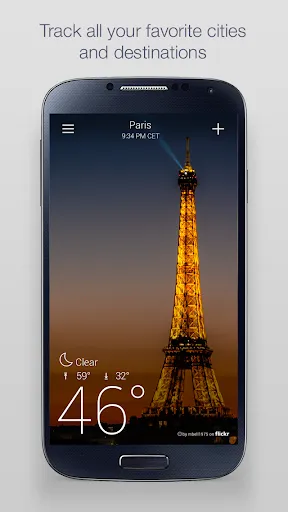 Tangkapan skrin Yahoo Weather