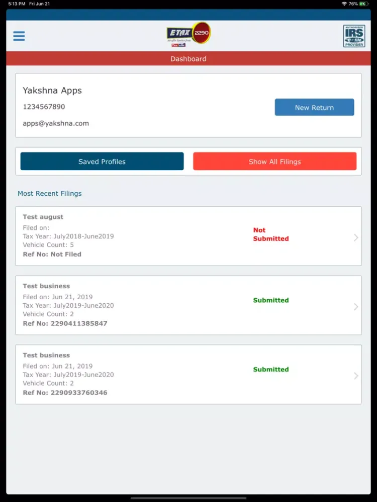 Etax2290 - E-File Form 2290 iPad  스크린샷