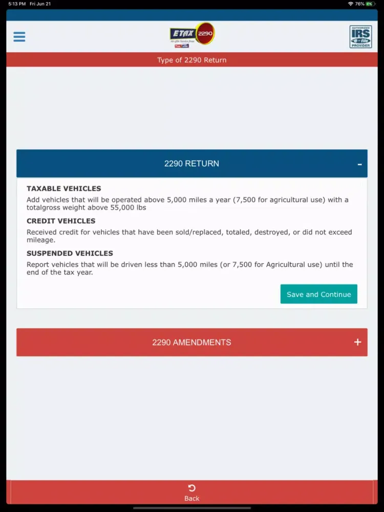 Etax2290 - E-File Form 2290 iPad  스크린샷