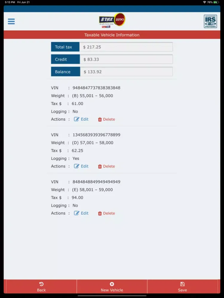 Etax2290 - E-File Form 2290 iPad  스크린샷