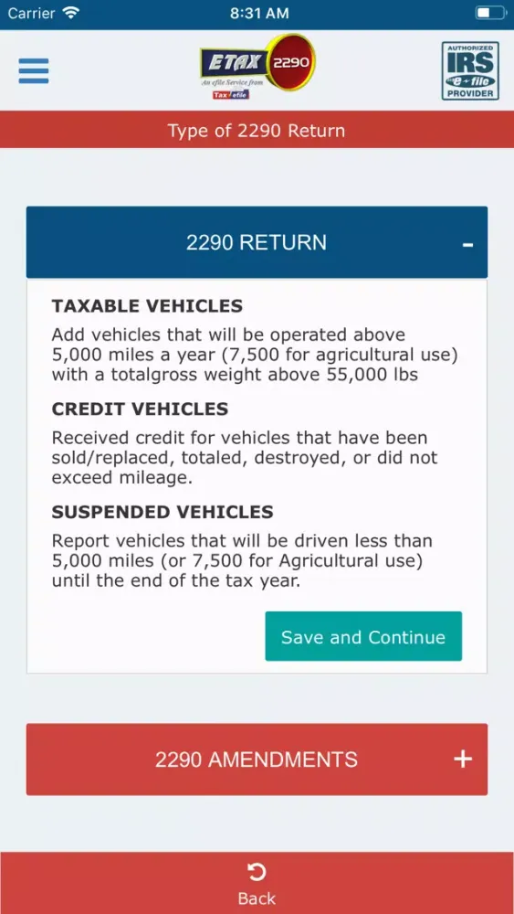 Etax2290 - E-File Form 2290 스크린샷