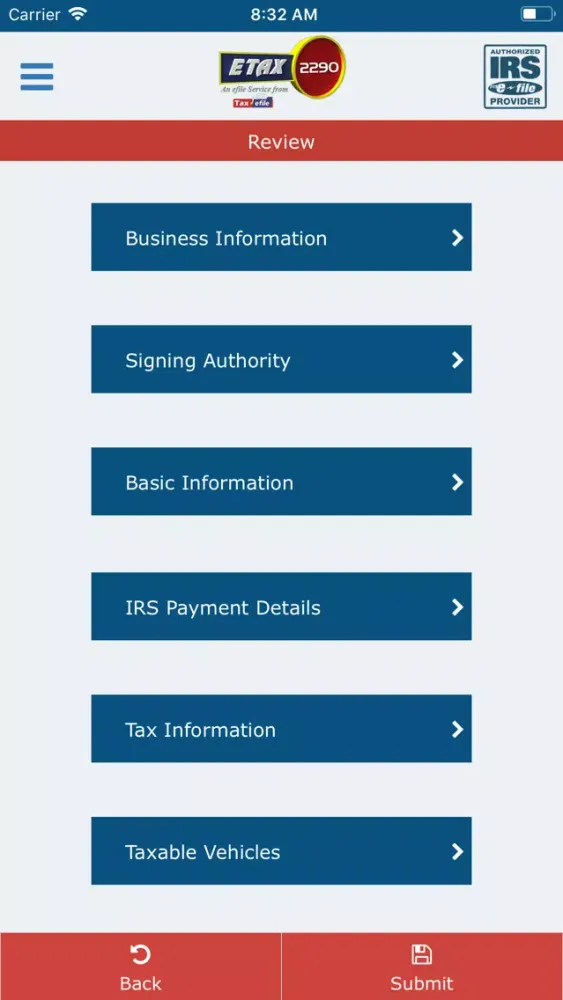 Etax2290 - E-File Form 2290 스크린샷