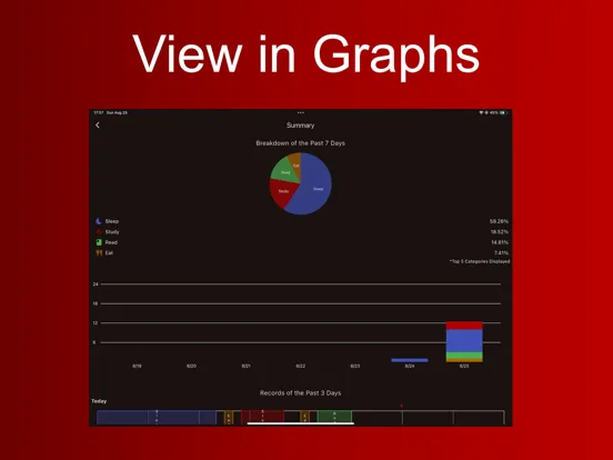 Tangkapan skrin Timelook 24-hour Pie Chart iPad 
