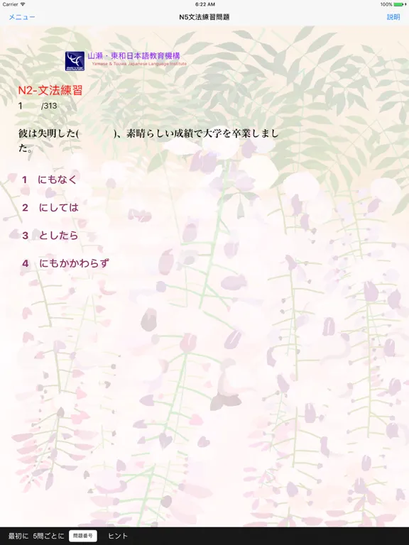 Tangkapan skrin JLPT N2 文法 iPad 