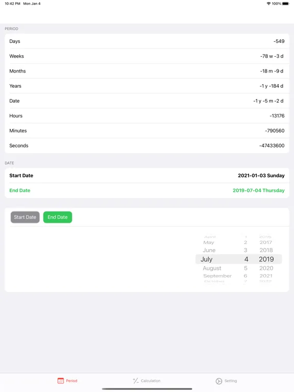 Date calculator asst iPad  سکرین شاٹس