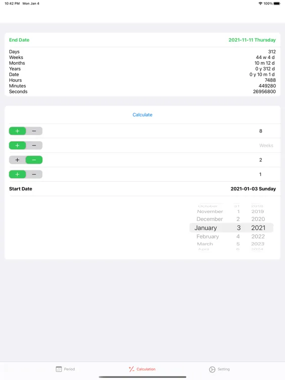 Date calculator asst iPad  سکرین شاٹس
