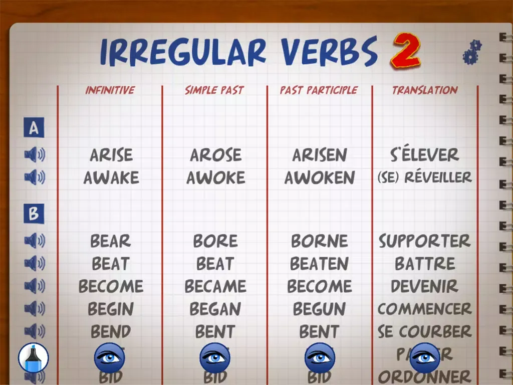 Capturas de pantalla de English Irregular Verbs 2 iPad 