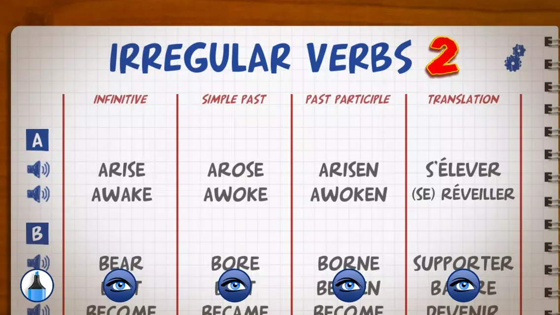 Capturas de pantalla de English Irregular Verbs 2