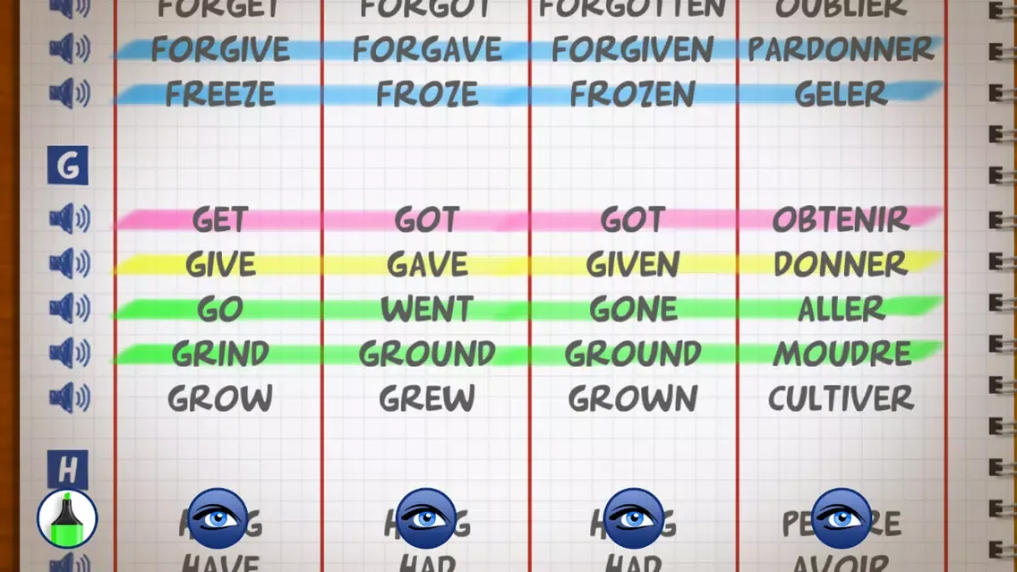 Capturas de pantalla de English Irregular Verbs 2