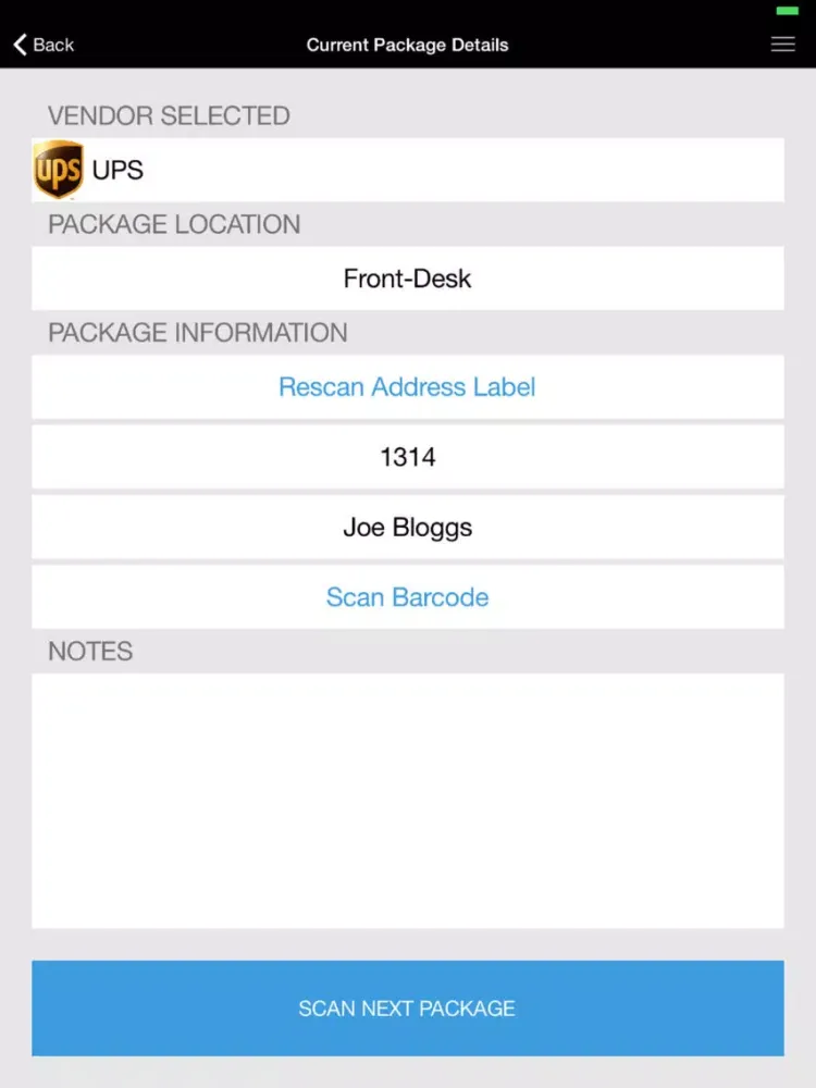 Tangkapan skrin Yardi Concierge SMARTscan iPad 