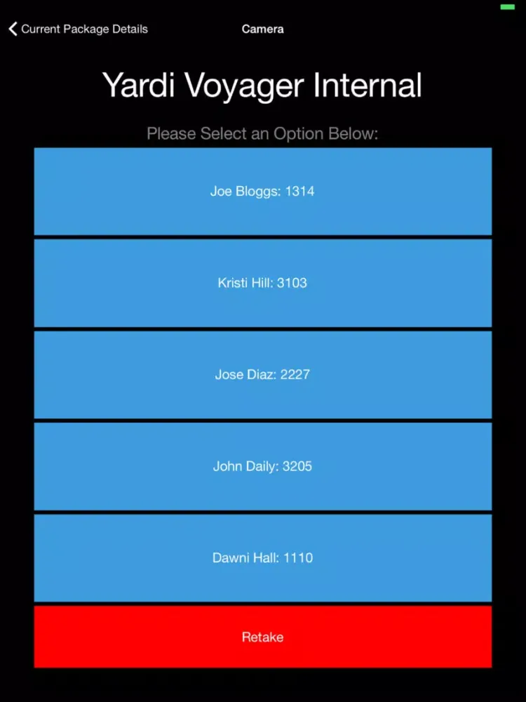 Tangkapan skrin Yardi Concierge SMARTscan iPad 