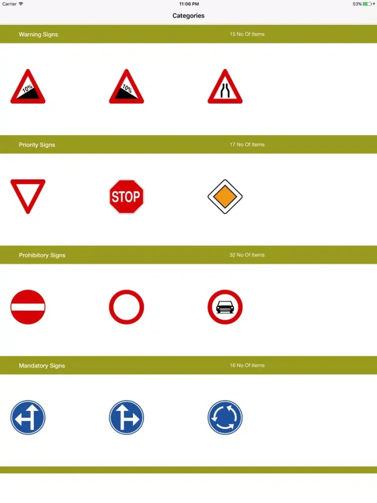 Belgium Road Traffic Signs iPad 应用截图