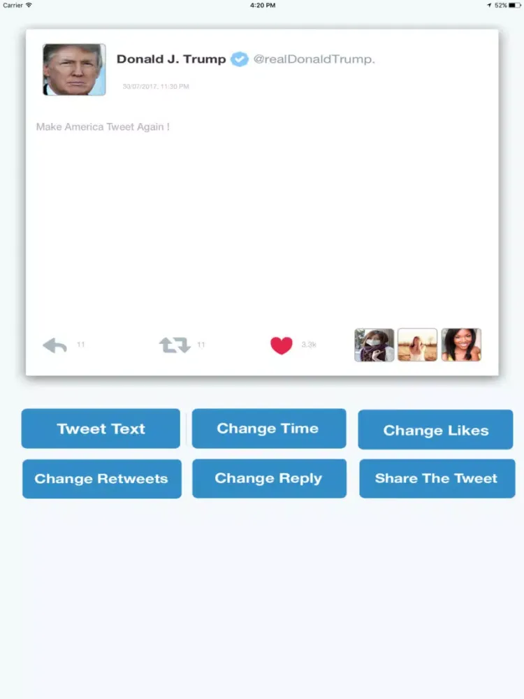 Fake Trump Tweets Generator iPad  स्क्रीनशॉट