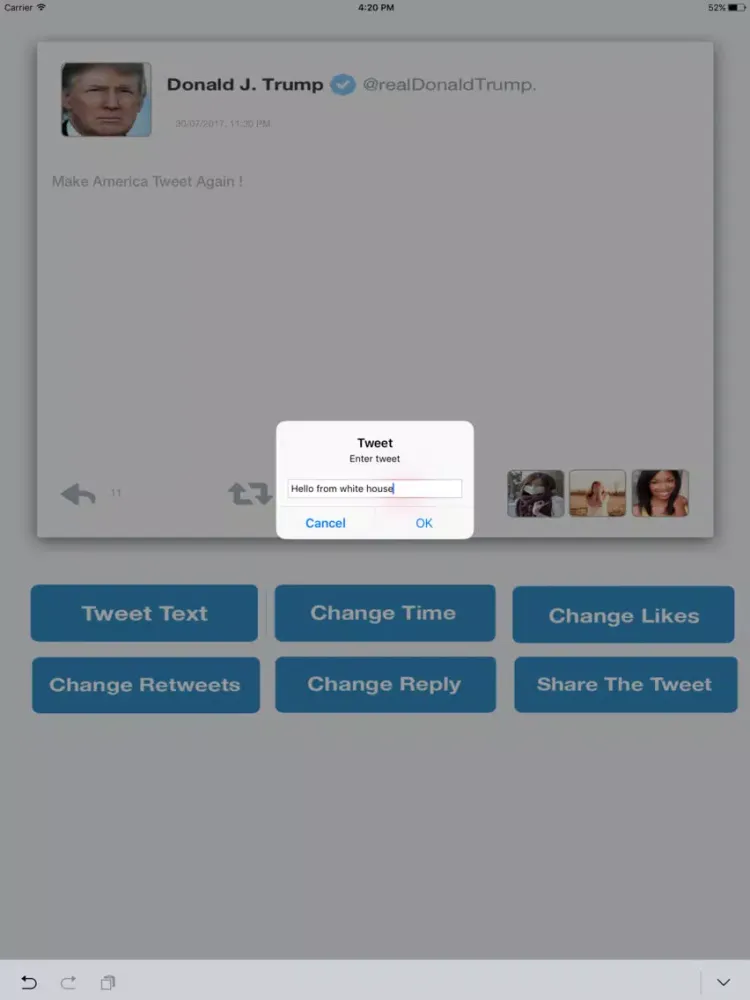 Fake Trump Tweets Generator iPad  स्क्रीनशॉट