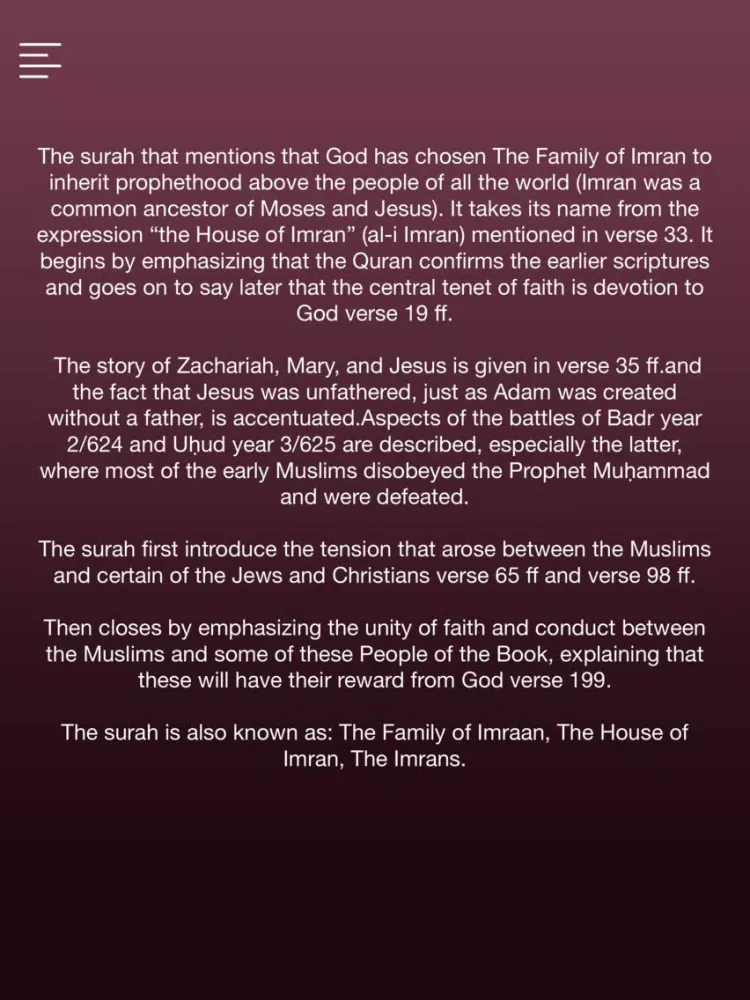 Capturas de pantalla de Surah AL IMRAN With English Translation iPad 