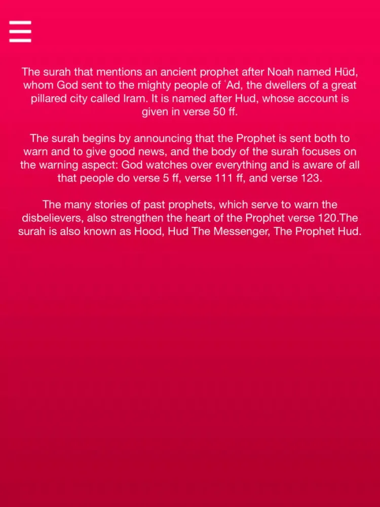 Surah Hud With English Translation iPad  Screenshots