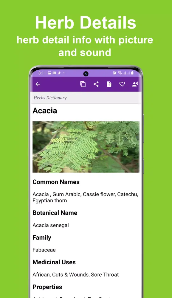 Ảnh chụp màn hình của Herbs Dictionary