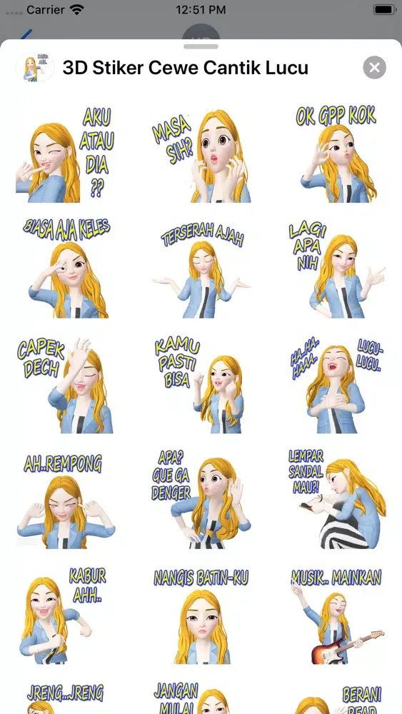 ภาพหน้าจอของ 3D Stiker Cewe Cantik Lucu