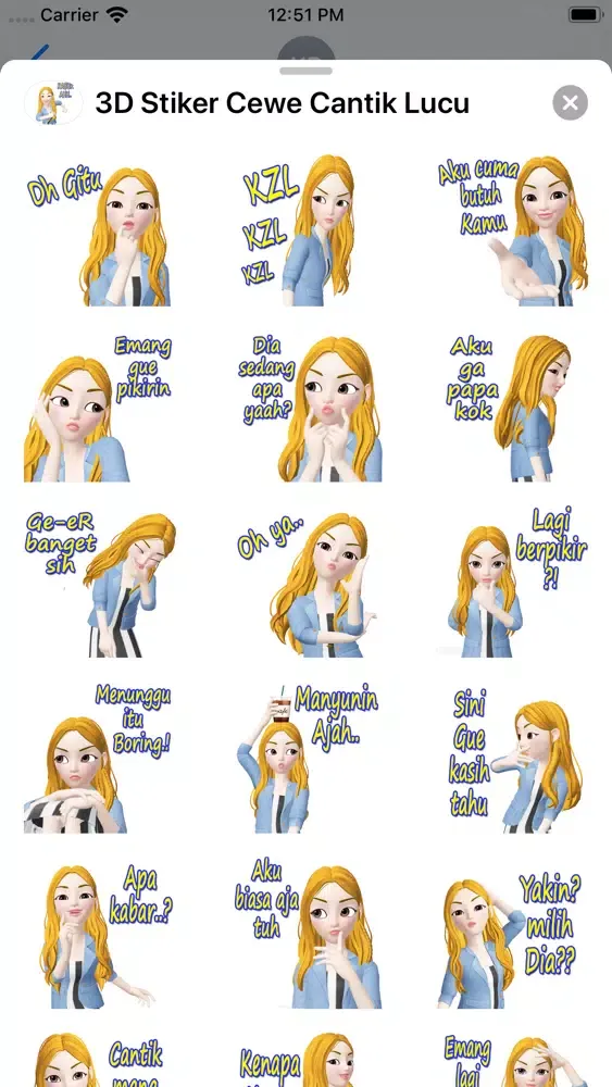 ภาพหน้าจอของ 3D Stiker Cewe Cantik Lucu