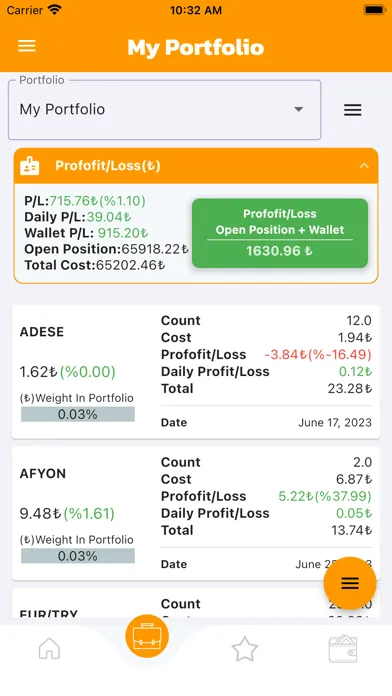 Portfolio Tracking Screenshots