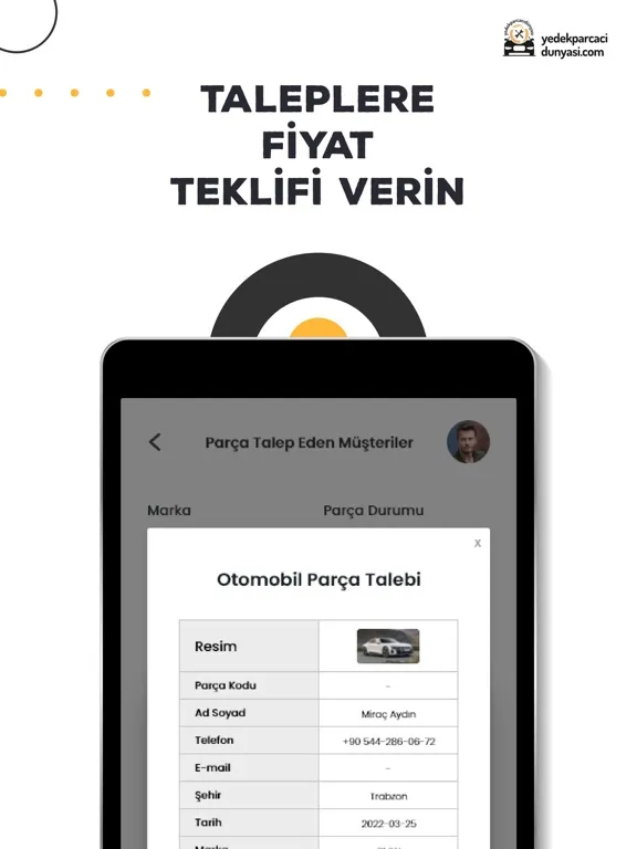 Capturas de tela do Yedek Parçacı Dünyası Bayi iPad 