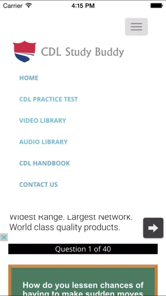 Capturas de tela do CDL Study Buddy