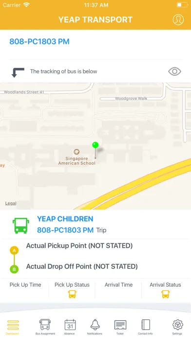 Скриншоты Yeap Transport Parent App