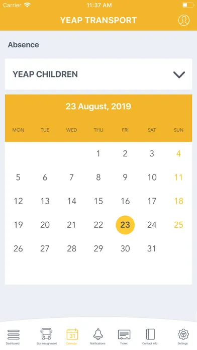 Скриншоты Yeap Transport Parent App