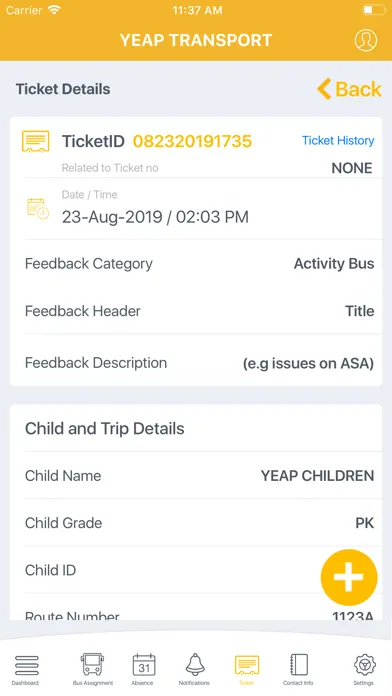 Скриншоты Yeap Transport Parent App