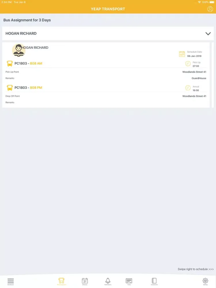 Yeap Transport Parent App iPad  Ekran Görüntüleri