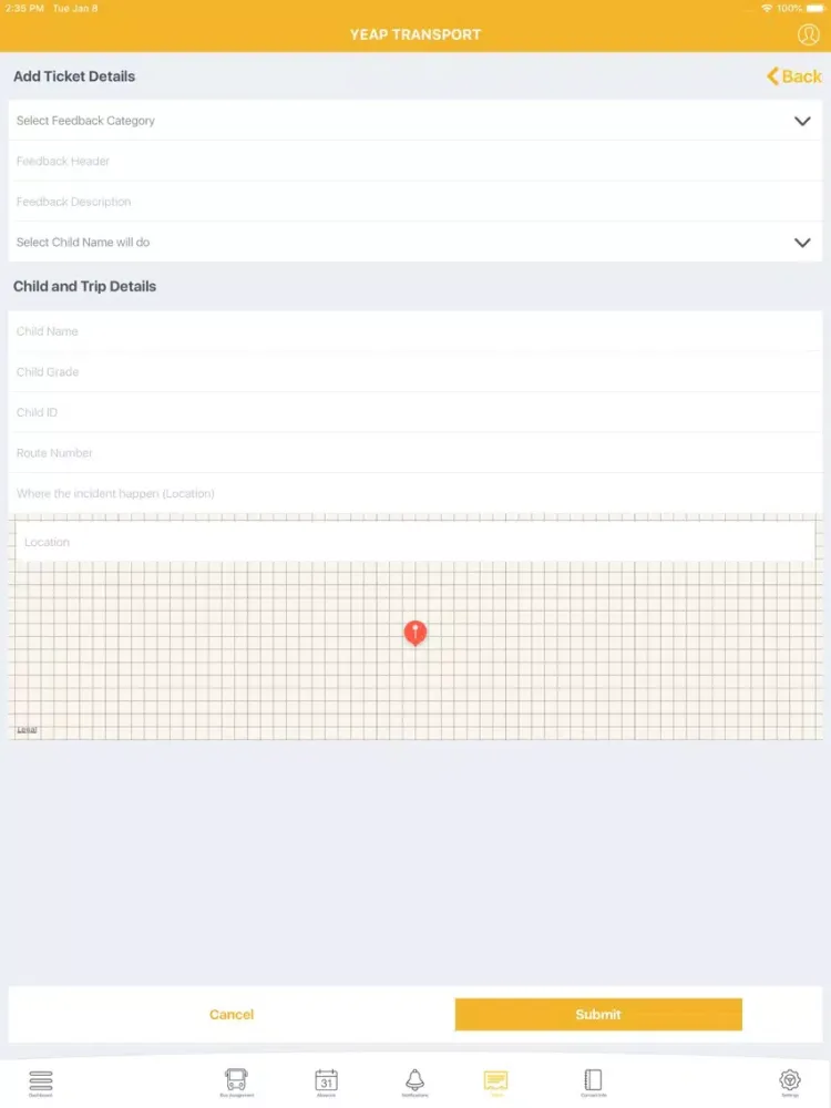 Yeap Transport Parent App iPad  Ekran Görüntüleri