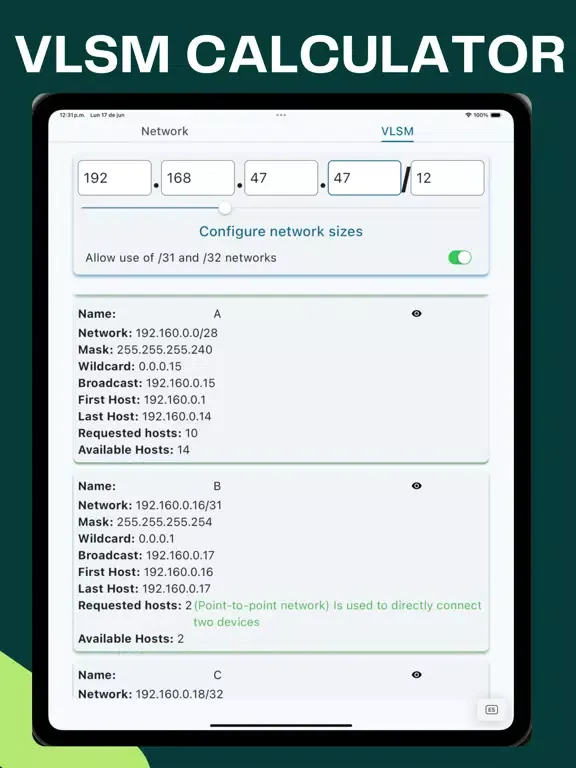 VLSM | Subnet iPad  Screenshots