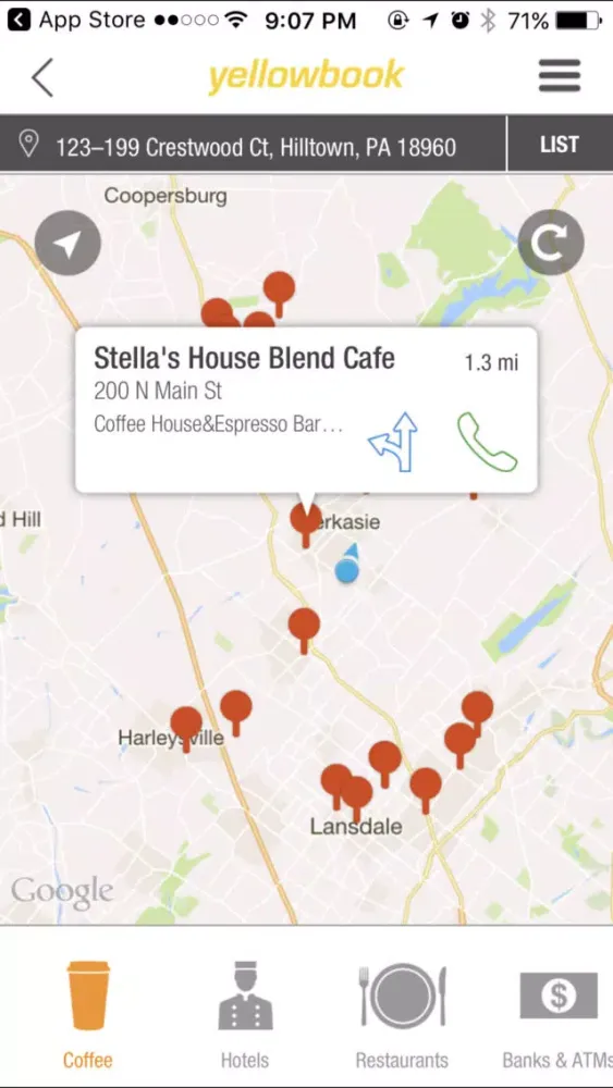 Ảnh chụp màn hình của Yellow pages business search app
