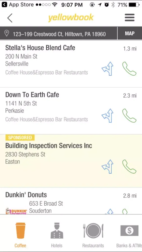 Ảnh chụp màn hình của Yellow pages business search app