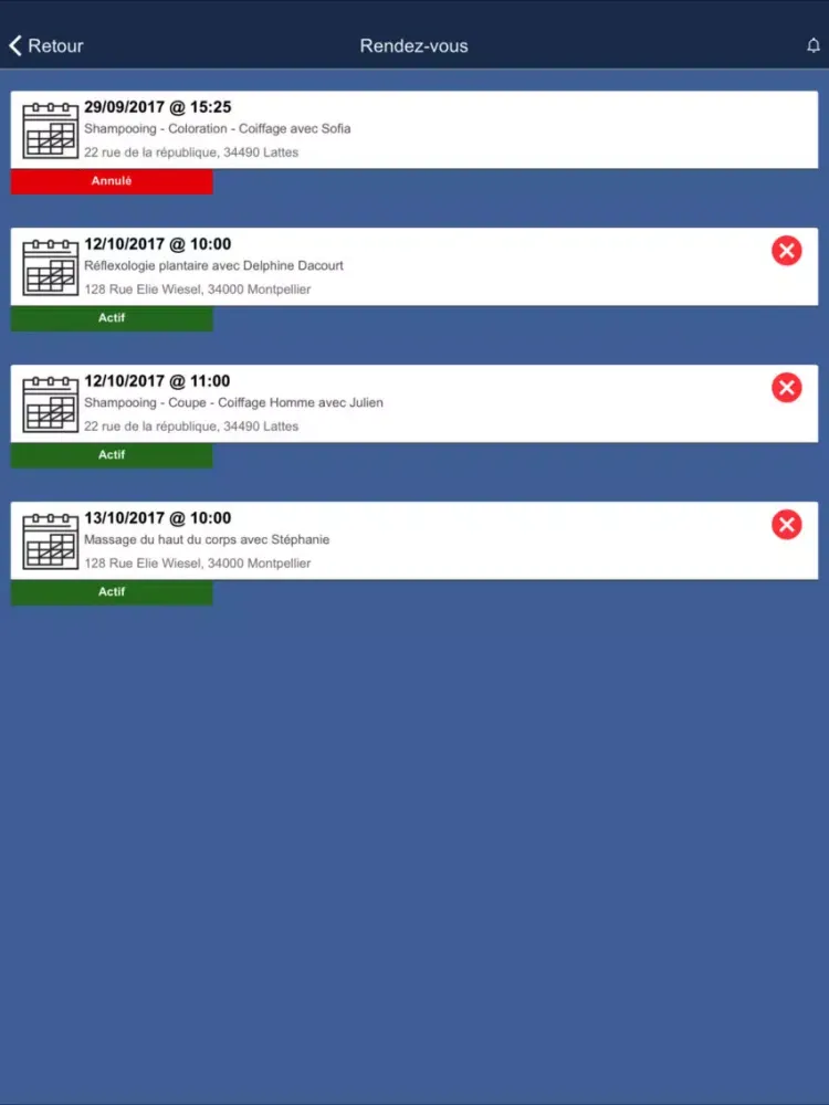 Tangkapan layar Rendez vous Pro iPad 