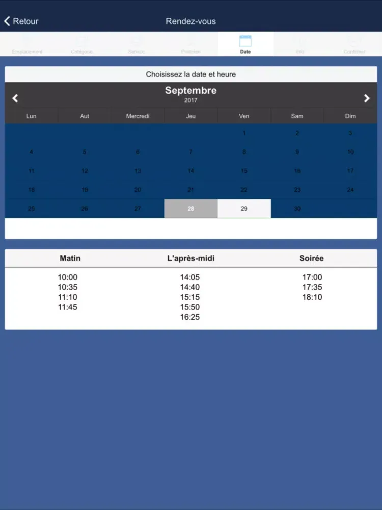 Tangkapan layar Rendez vous Pro iPad 