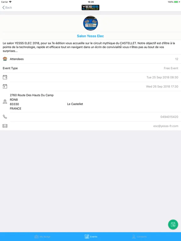 Zrzuty ekranu YESSS Events iPad 