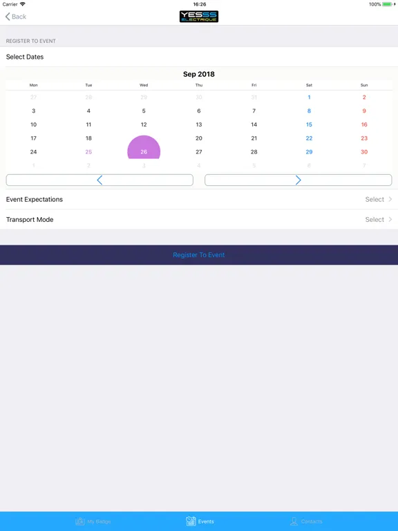 Zrzuty ekranu YESSS Events iPad 