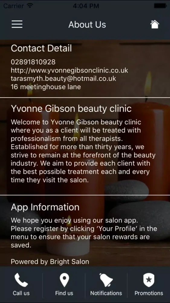 Ảnh chụp màn hình của Yvonne Gibson Beauty Clinic