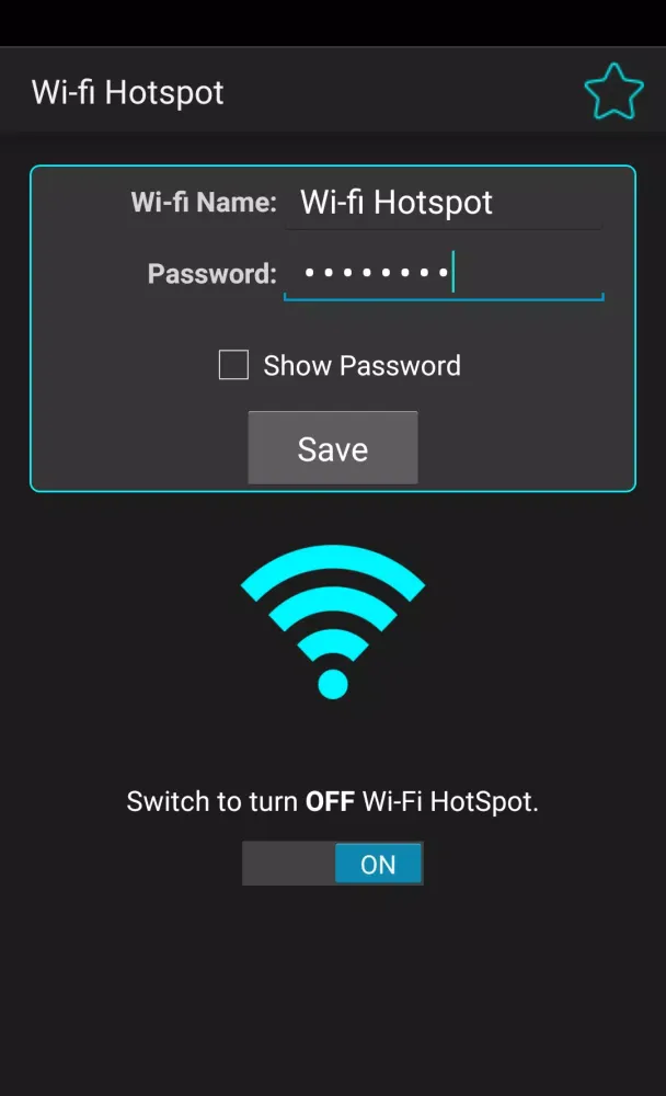 Tangkapan layar Wi-fi Hotspot