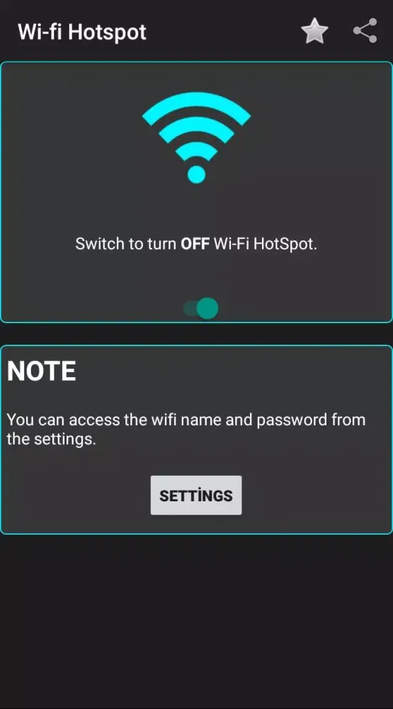 Tangkapan layar Wi-fi Hotspot