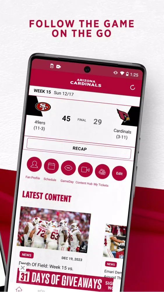 Arizona Cardinals Mobile应用截图