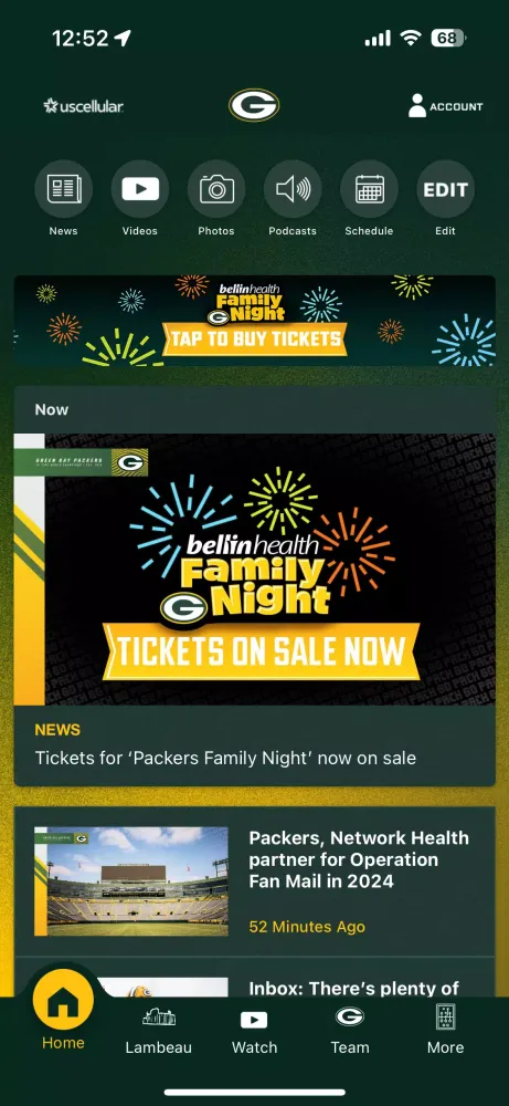 Tangkapan skrin Green Bay Packers