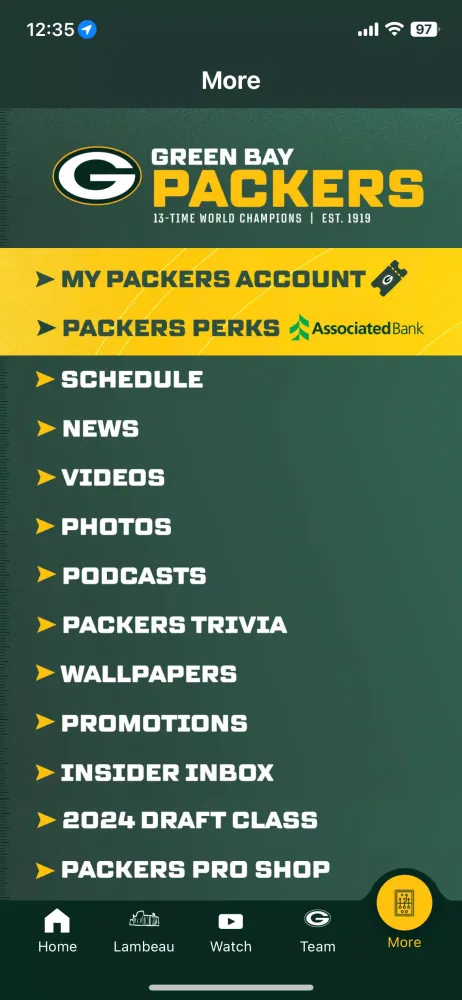 Tangkapan skrin Green Bay Packers