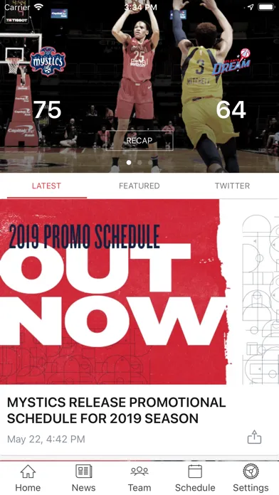 Washington Mystics Mobile Screenshots