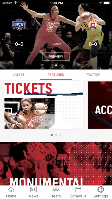 Washington Mystics Mobile Screenshots