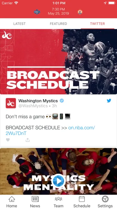 Washington Mystics Mobile Screenshots